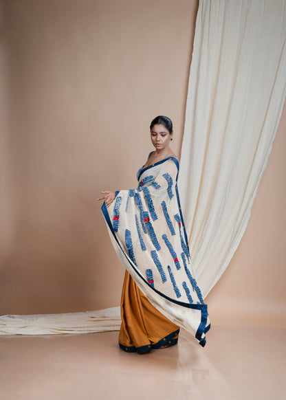 Denim and Crochet Aanchal Saree