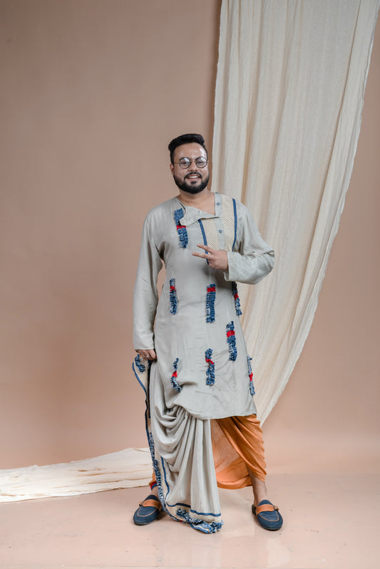 Denim Ruffle Lines Kurta