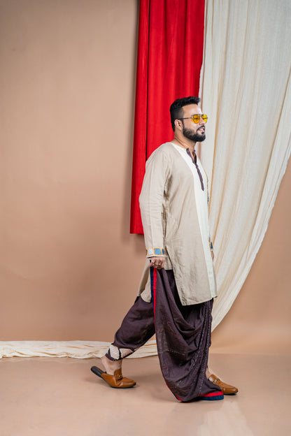 The Denim kantha Deep Brown Dhoti