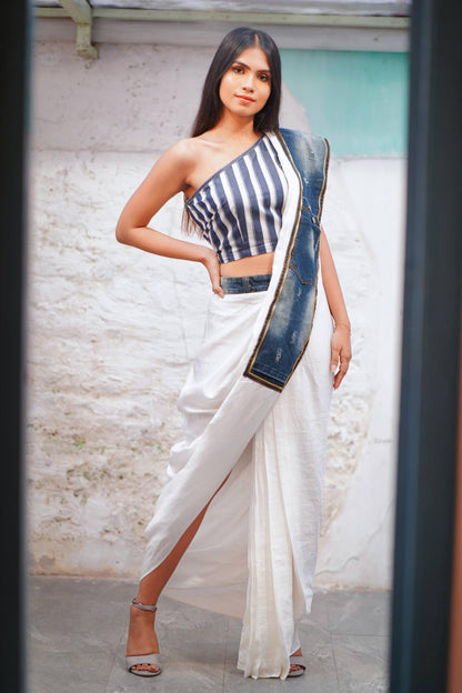 Denim Skirt Saree