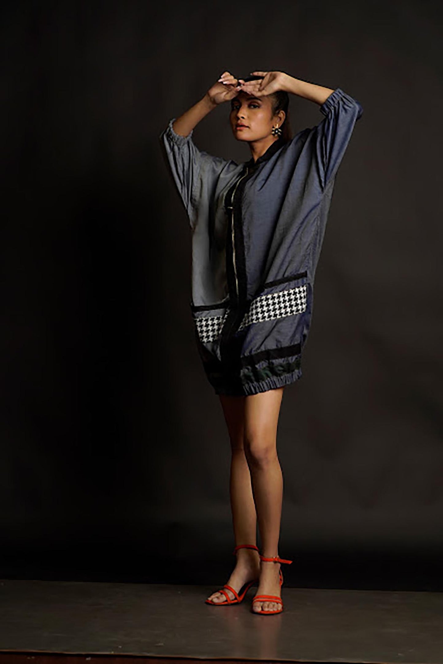 Denim Houndstooth Pocket Dress