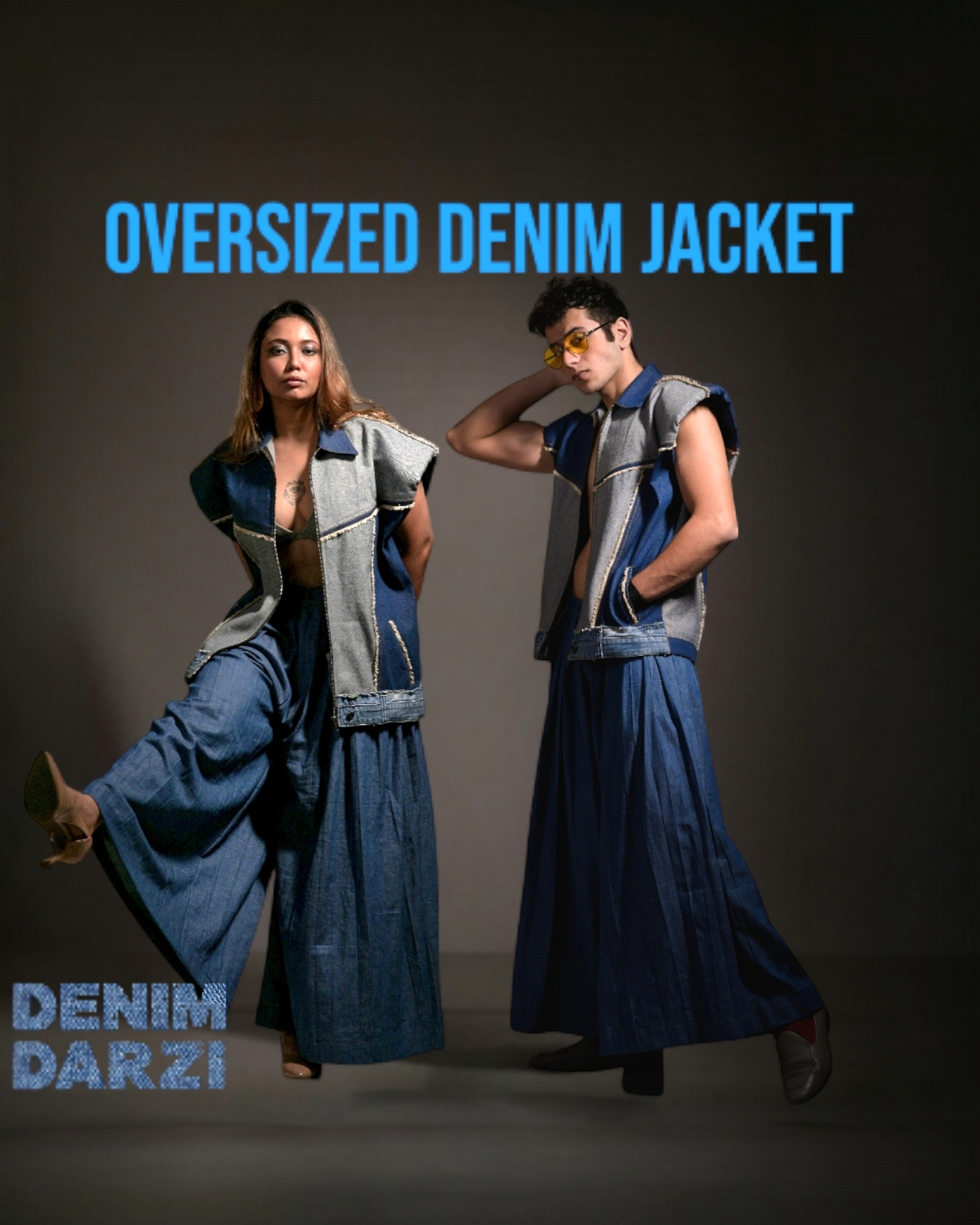 Oversized Unisex Denim Sleeveless Jacket