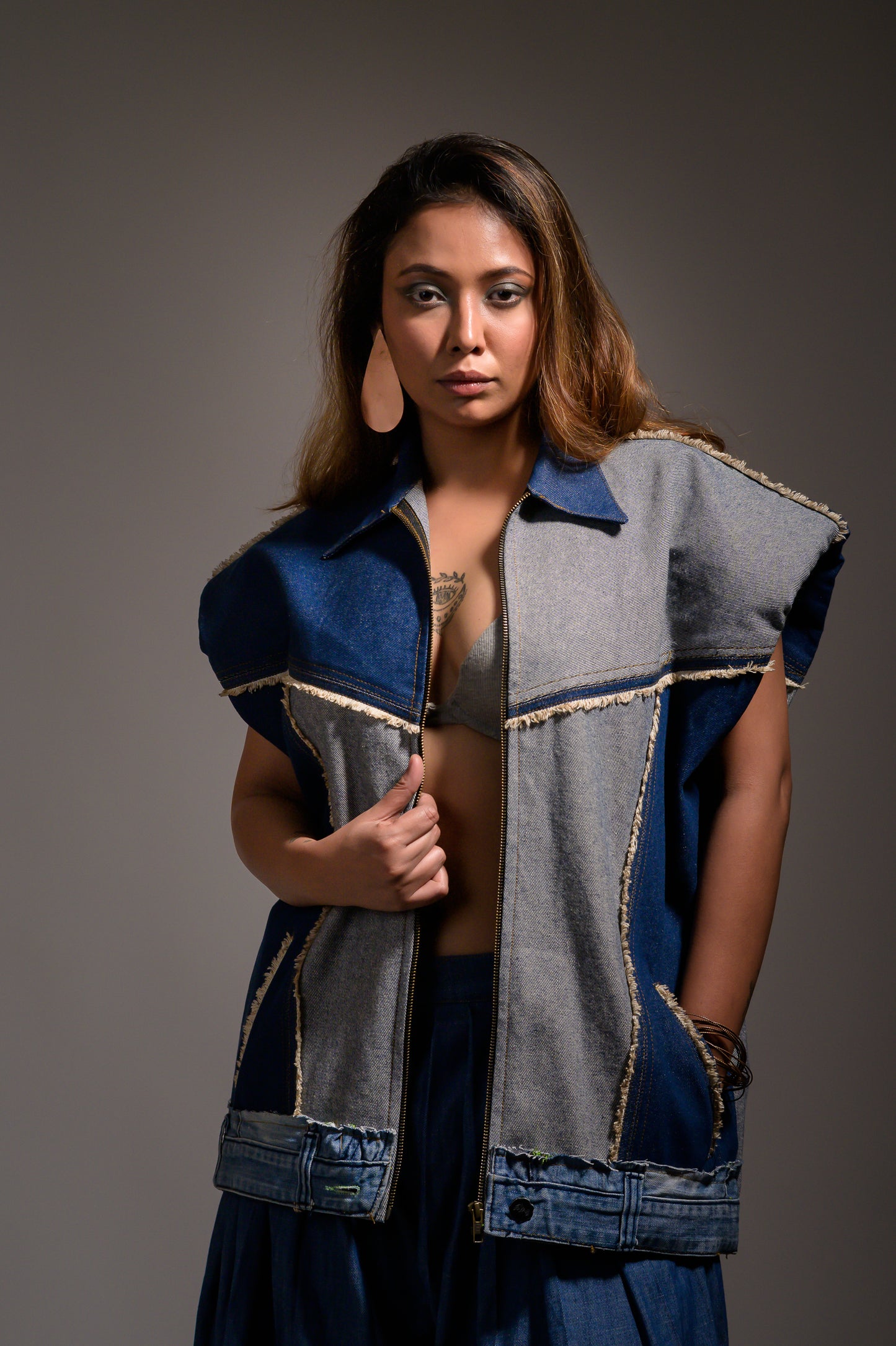 Oversized Unisex Denim Sleeveless Jacket