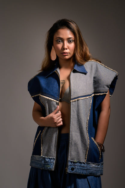 Oversized Unisex Denim Sleeveless Jacket