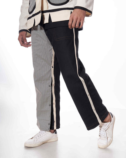 Reversible Denim Pants with Detachable Patch