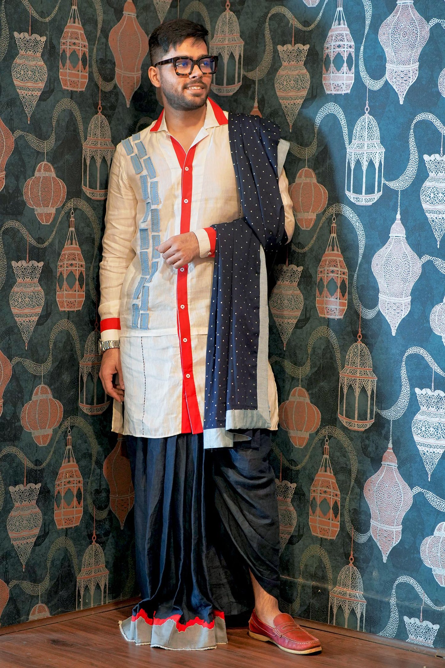 Denim Border Blue Dhoti