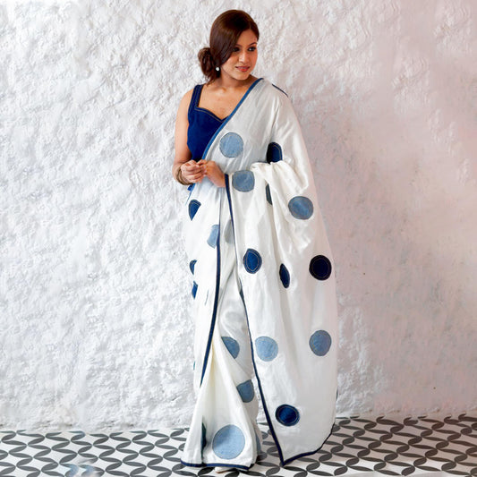 Denim Polka Dot Saree