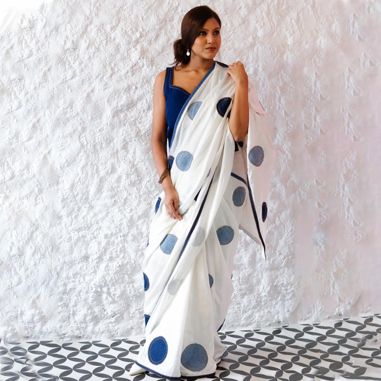 Denim Polka Dot Saree